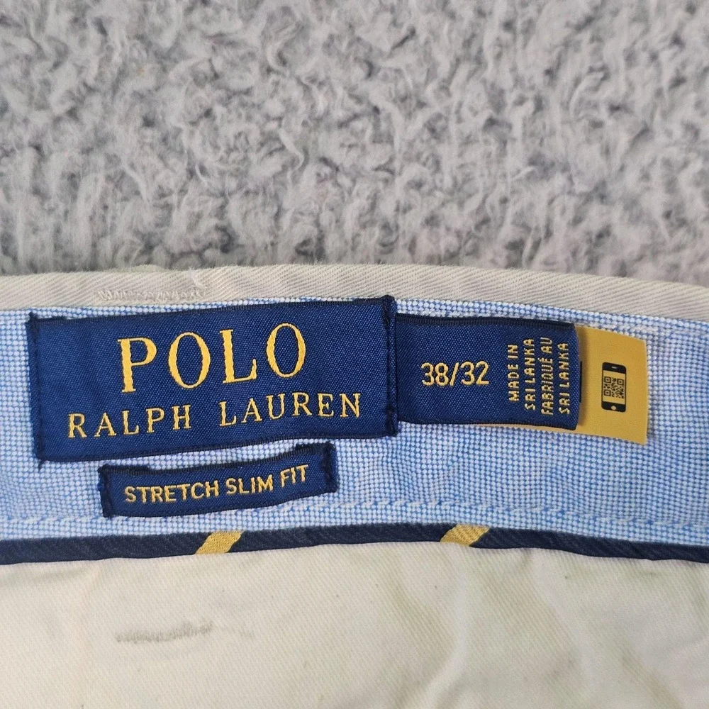 Polo Ralph Lauren Polo Chino Pants Mens 38x32 Beige Slim Stretch Straight Casual